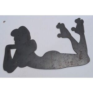 Unbranded Metal Pinup Girl Silhouette Wall Art Gray Good Roller Skates Retro